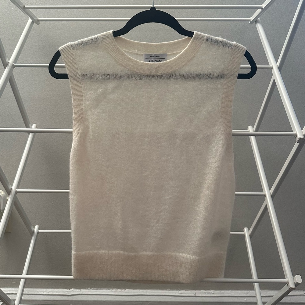 & OTHER STORIES PARIS ATELIER WHITE ALPACA / WOOL BLEND ALPAGA SWEATER VEST